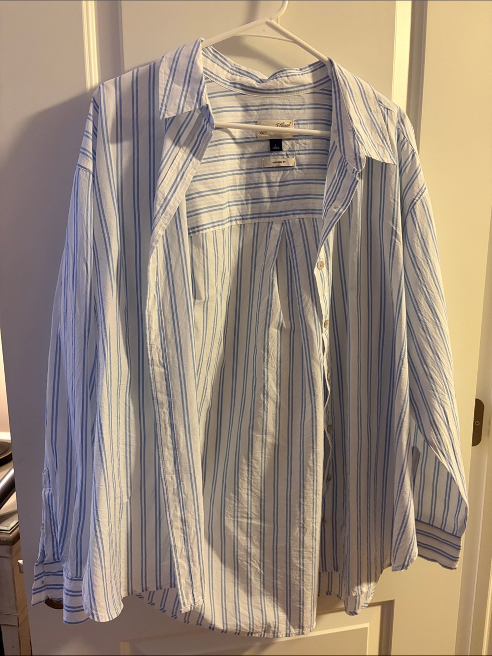 Universal Thread Blue and White Striped Button-Down Shirt